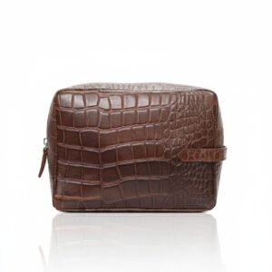Premium Croc-Textured Leather Travel Pouch